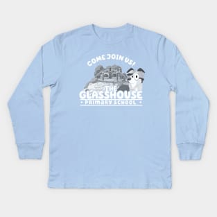 Bluey Glasshouse Primary School B/W Kids Long Sleeve T-Shirt